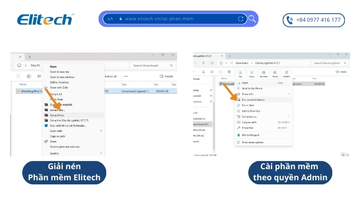 Giải nén phần mềm ElitechLog Win thành File hoặc Thư mục