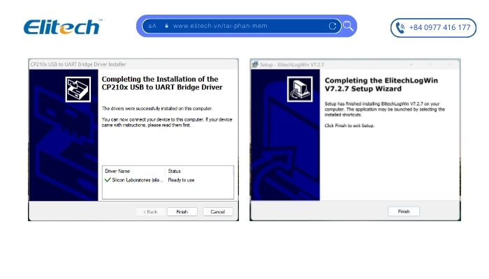 Hoàn tất cài đặt phần mềm Elitech