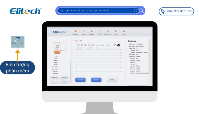 Mở phần mềm Elitech Log Win
