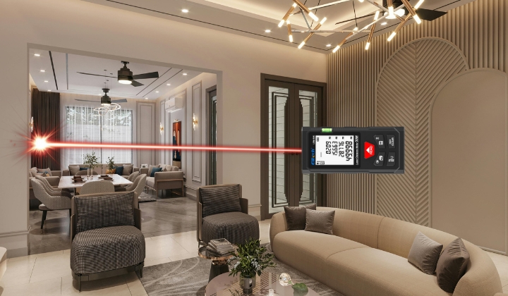 Máy đo khoảng cách laser Elitech trong môi trường làm việc thực tế